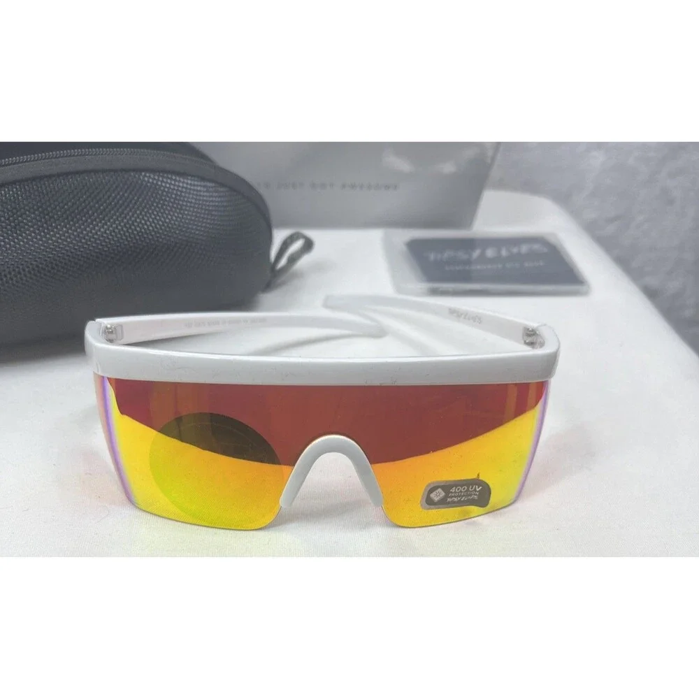 Tipsy Elves Performance Eye Wear Miami Ice Sunglasses White Orange with Case NEW